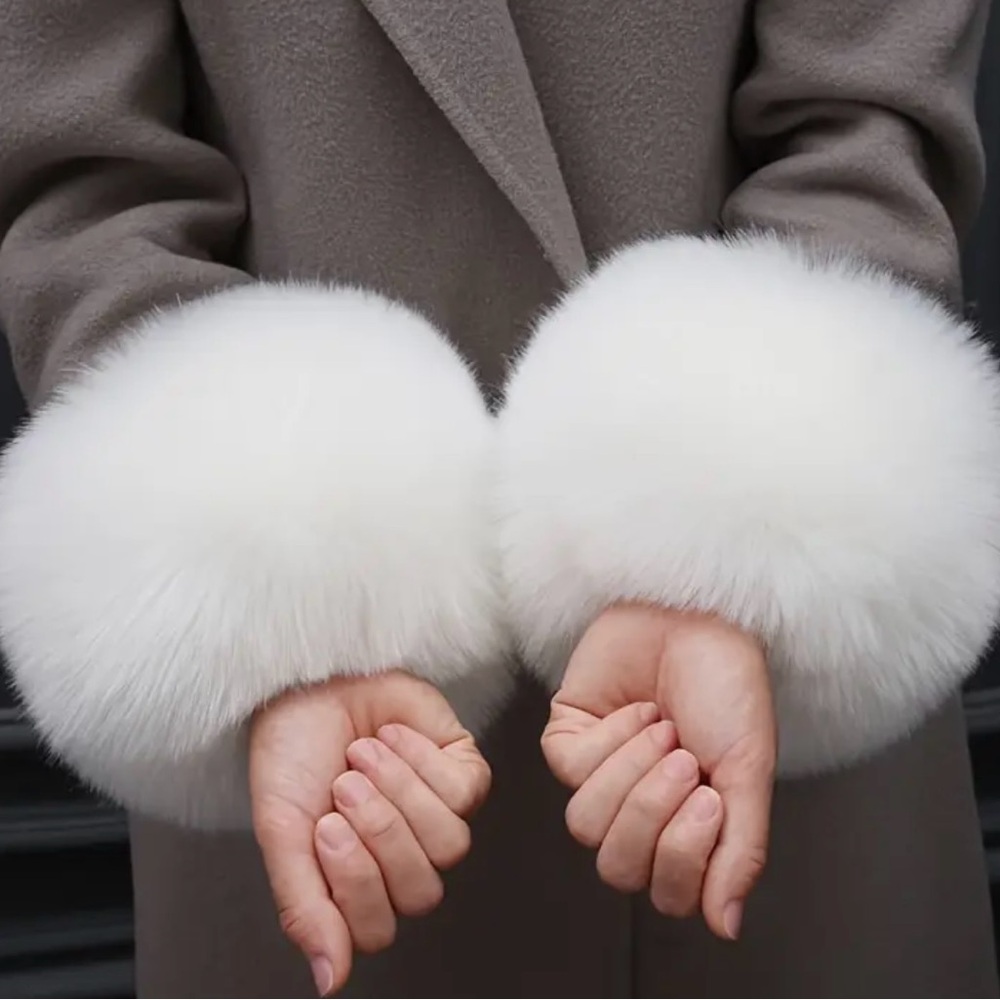 Cozy White Faux Fur Cuffs